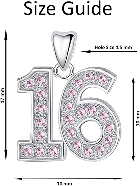 16th Birthday Dangle Charm for Bracelet, S925 Sterling Silver