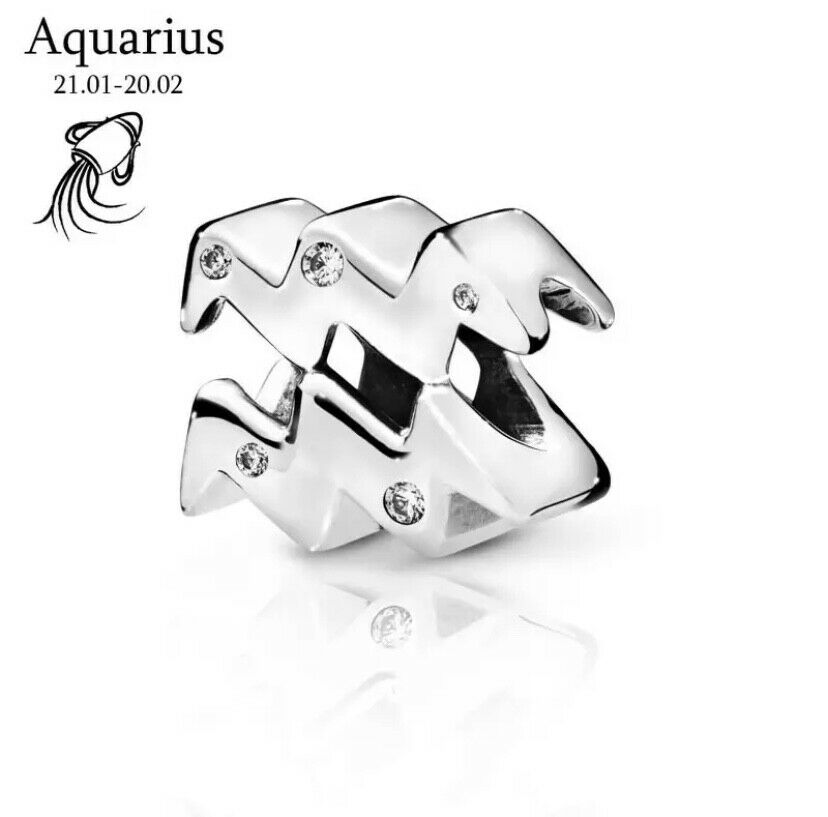 Aquarius Zodiac Star Sign Constellation Charm For Bracelet, S925 Sterling Silver