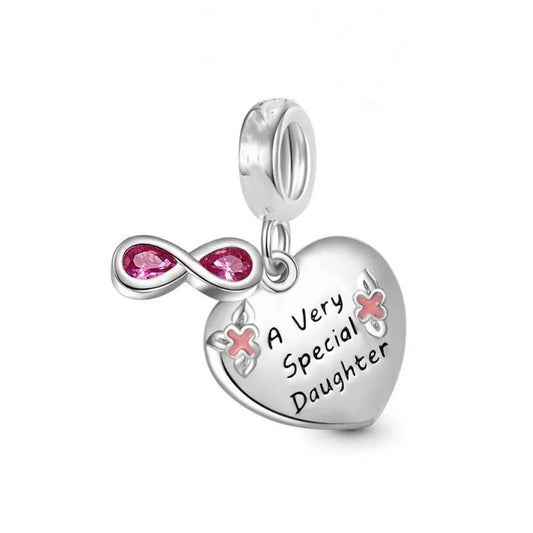 A Very Special Daughter Charm for Bracelet, S925 Sterling Silver