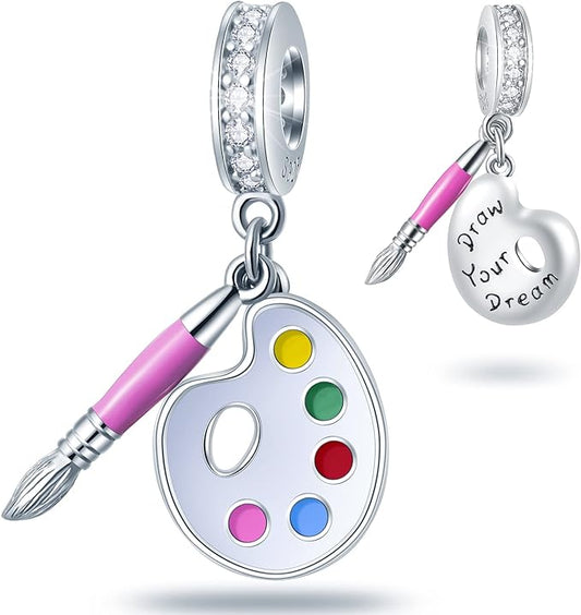 Artist Palette Charm for Bracelet, S925 Sterling Silver