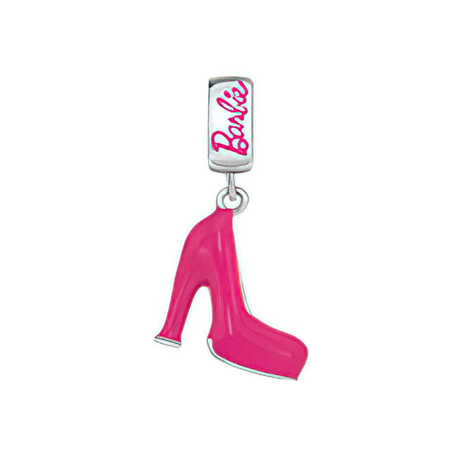 Barbie Pink Heel Shoe Charm for Bracelet, S925 Sterling Silver