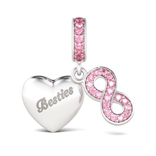 Besties Best Friends Dangle Charm for Bracelet, S925 Sterling Silver