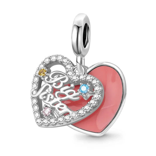 Big Sister Dangle Charm for Bracelet, S925 Sterling Silver