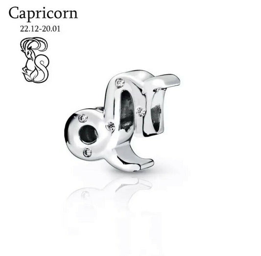 Capricorn Zodiac Star Sign Constellation Charm For Bracelet, S925 Sterling Silver