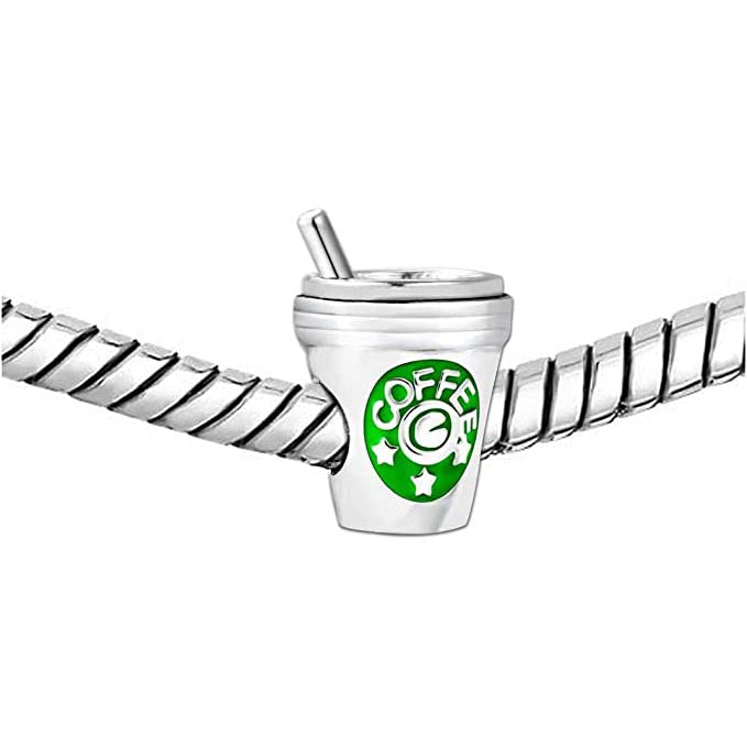 Coffee Charm for Bracelet, S925 Sterling Silver