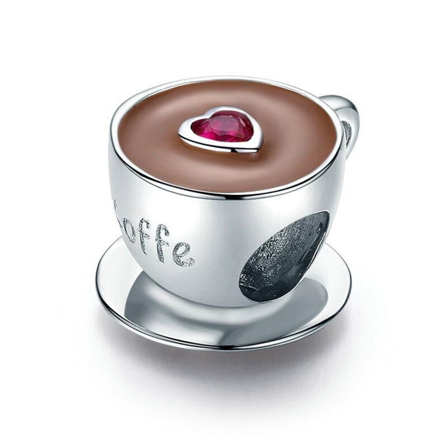 Coffee Lover Cup Charm for Bracelet, S925 Sterling Silver