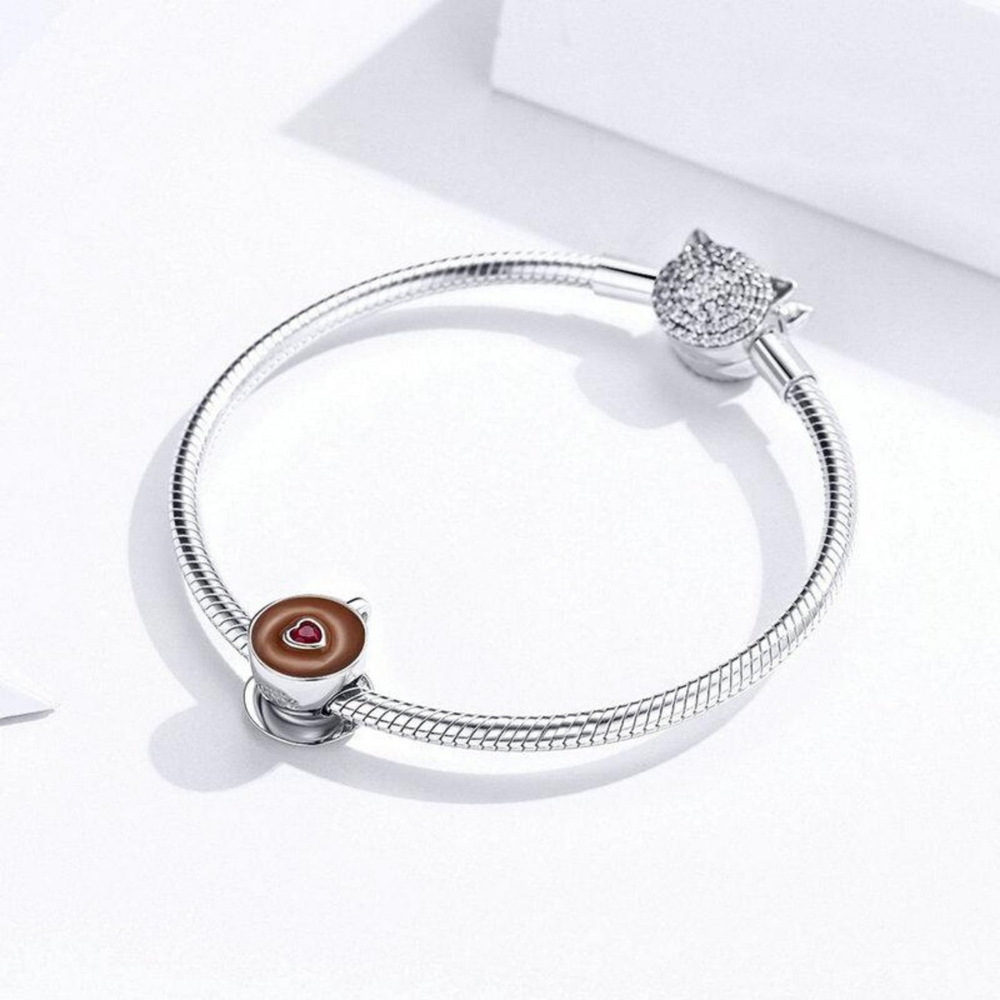 Coffee Lover Cup Charm for Bracelet, S925 Sterling Silver