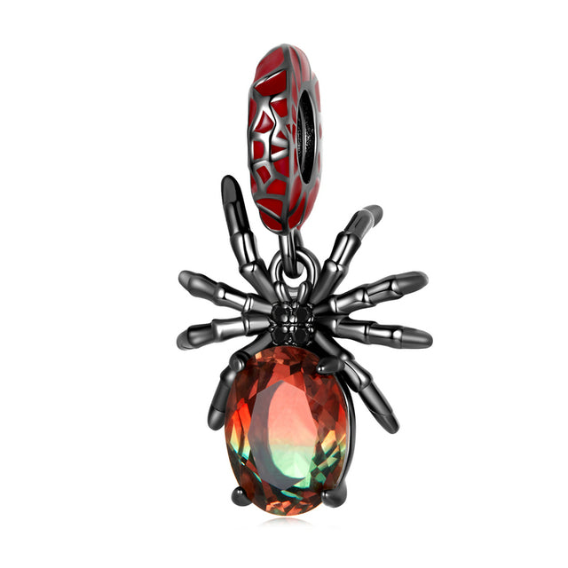 Cute Black Spider Charm for Bracelet, S925 Sterling Silver