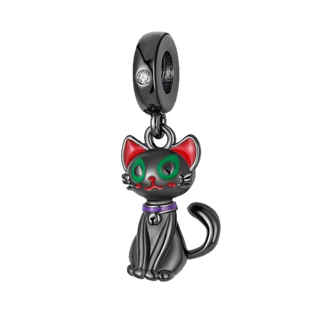 Cute Cat Pendant Charm for Bracelet, S925 Sterling Silver