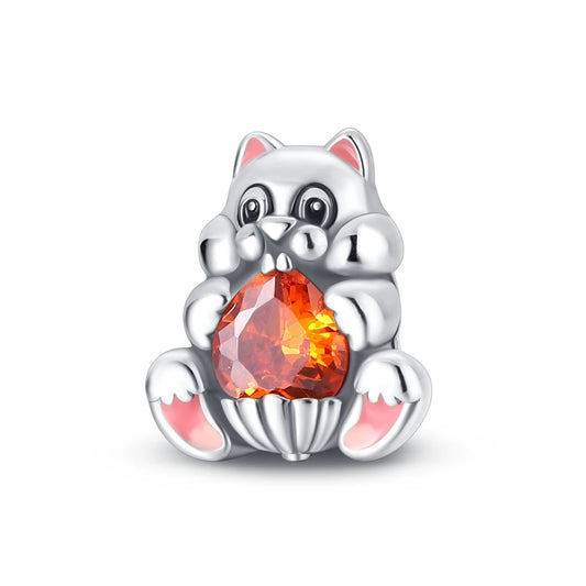 Cute Squirrel Charm for Bracelet, S925 Sterling Silver