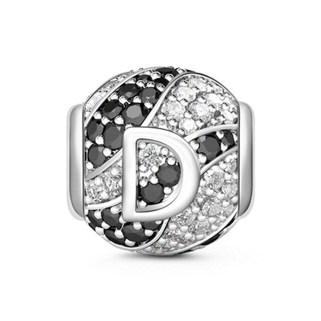 Alphabets Letter D Charm for Bracelet, S925 Sterling Silver