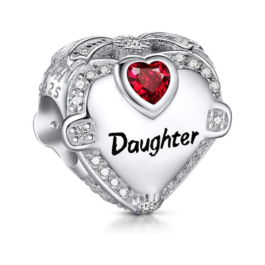 Daughter I Love You Charm for Bracelet, S925 Sterling Silver