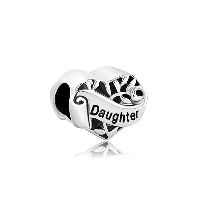 Daughter I Love You Charm for Bracelet, S925 Sterling Silver