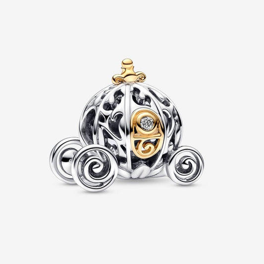 Disney 100th Anniversary Cinderella's Enchanted Carriage Charm For Bracelet, S925 Sterling Silver