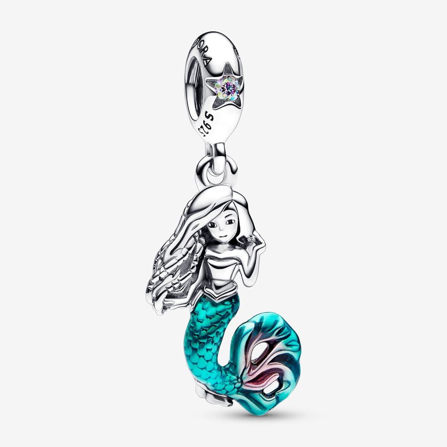 Disney The Little Mermaid Ariel Dangle Charm For Bracelet, S925 Sterling Silver