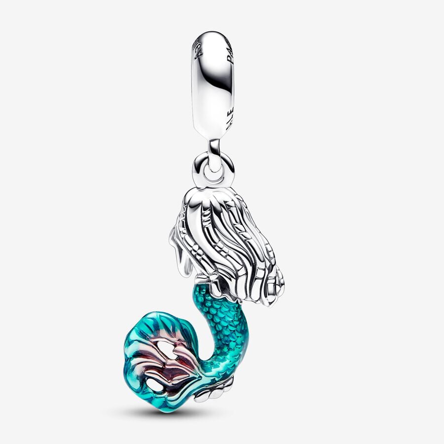 Disney The Little Mermaid Ariel Dangle Charm For Bracelet, S925 Sterling Silver