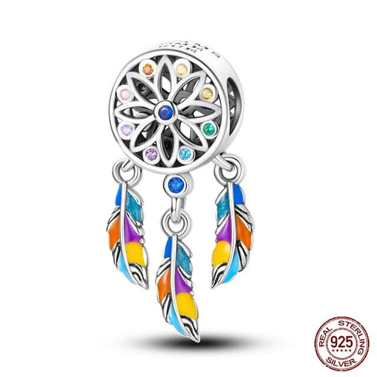 Dream Come True Dreamcatcher Charm for Bracelet, S925 Sterling Silver