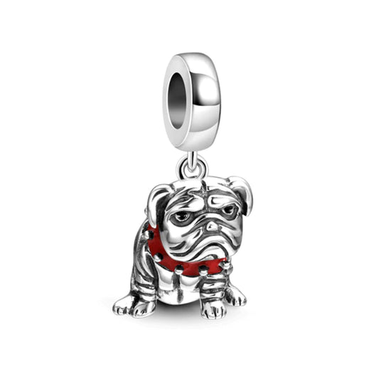 English Bulldog Charm for Bracelet, S925 Sterling Silver