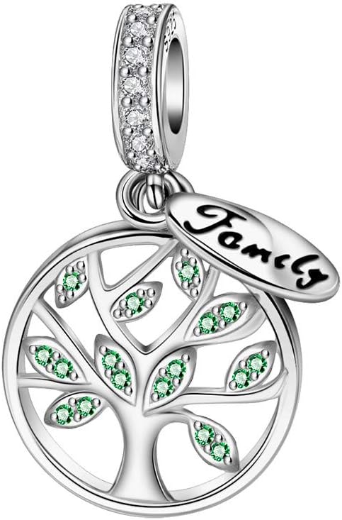 Family Tree Dangle Charm for Bracelet, S925 Sterling Silver