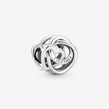 Family Always Encircled Heart Charm for Bracelet, S925 Sterling Silver