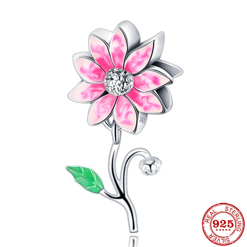 Flower of Hope Charm for Bracelet, S925 Sterling Silver