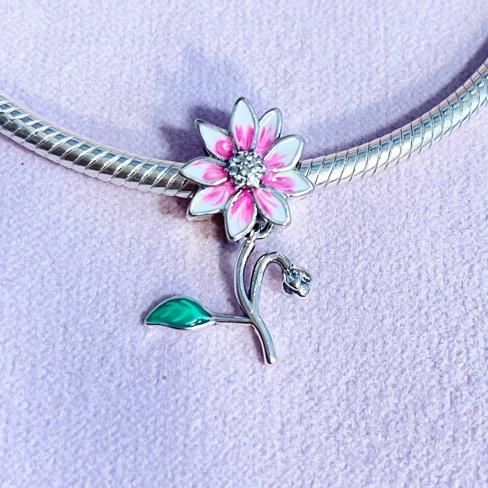 Flower of Hope Charm for Bracelet, S925 Sterling Silver