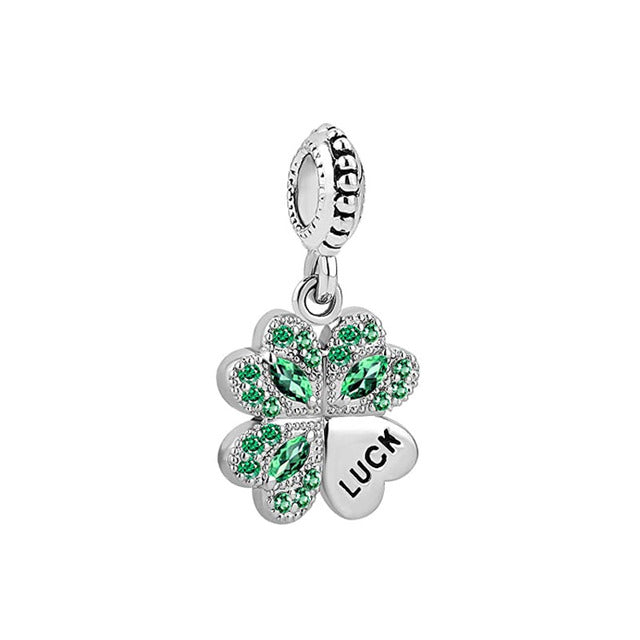 Four Leaf Clover Good Luck Charm for Bracelet, S925 Sterling Silver