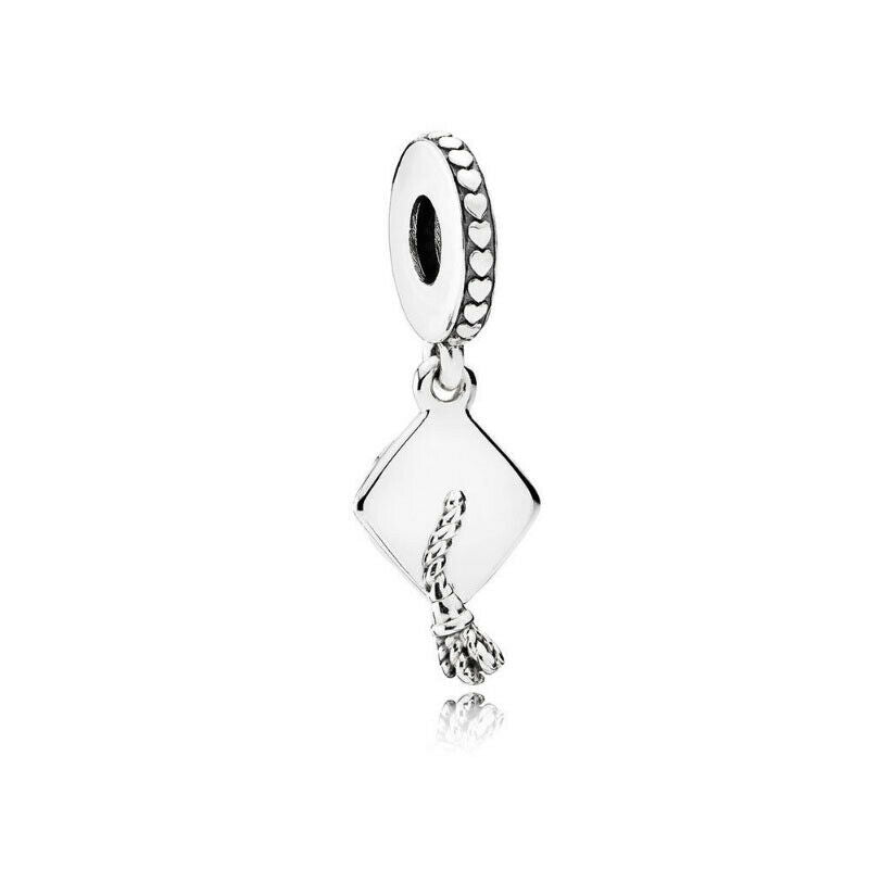 Graduation Cap Dangle Charm for Bracelet, S925 Sterling Silver