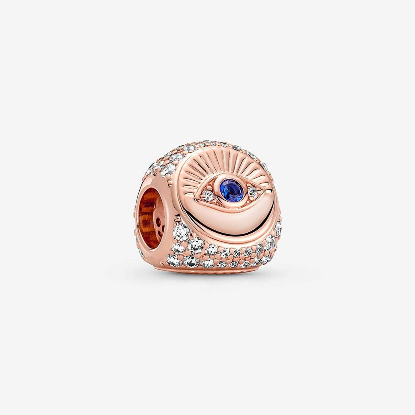 Rose Gold Hamsa All-seeing Eye and Feather Three-sided Charm For Bracelet, S925 Sterling Silver