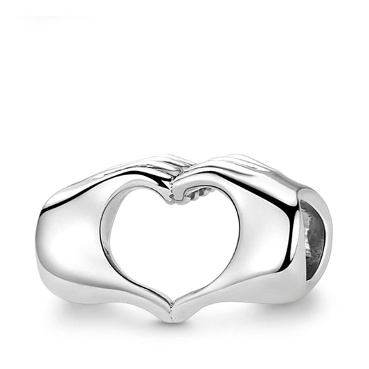 Hands Heart Charm for Bracelet, S925 Sterling Silver