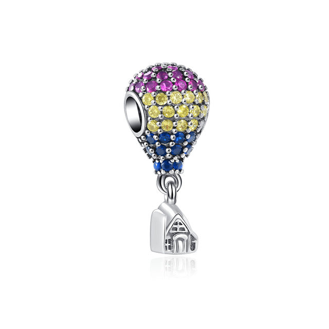 Hot Air Balloon Charm for Bracelet, S925 Sterling Silver