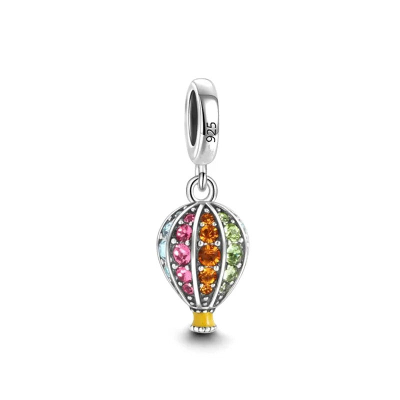 Hot Air Balloon Charm for Bracelet, S925 Sterling Silver