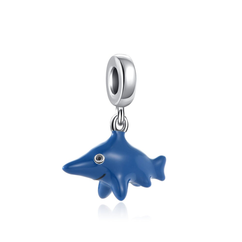 Ichthyosauri Whale Charm for Bracelet, S925 Sterling Silver