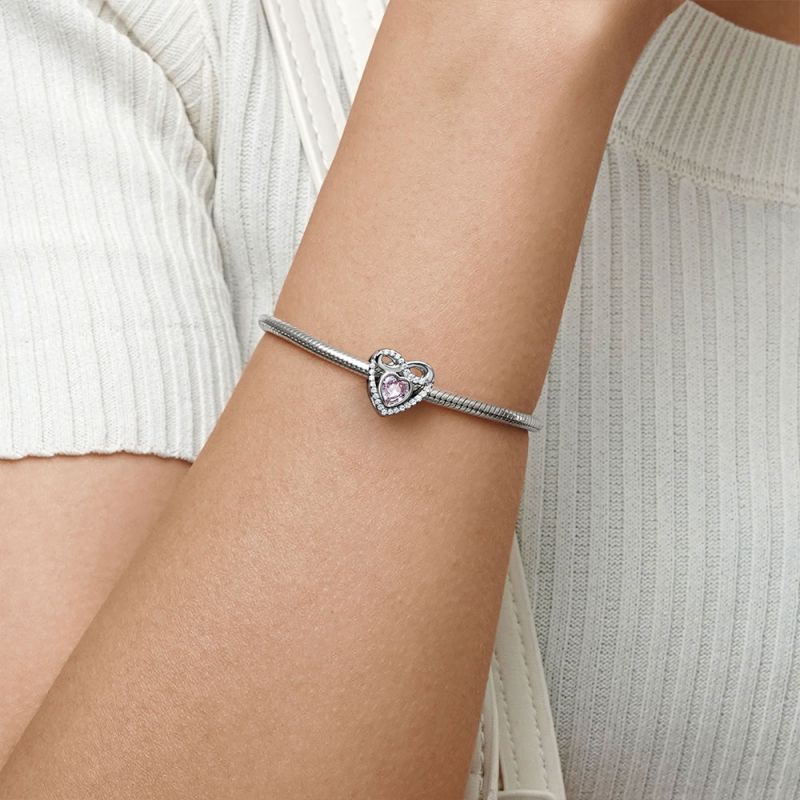 Infinite Love Heart Charm for Bracelet, S925 Sterling Silver