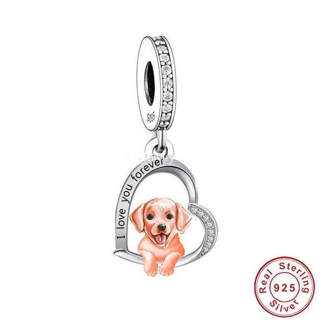 Labrador Dog Charm for Bracelet, S925 Sterling Silver