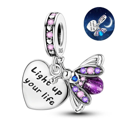 Light Up Your Life Luminous Firefly Charm for Bracelet, S925 Sterling Silver