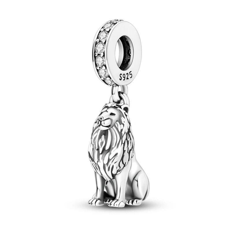 Majestic Lion Charm for Bracelet, S925 Sterling Silver