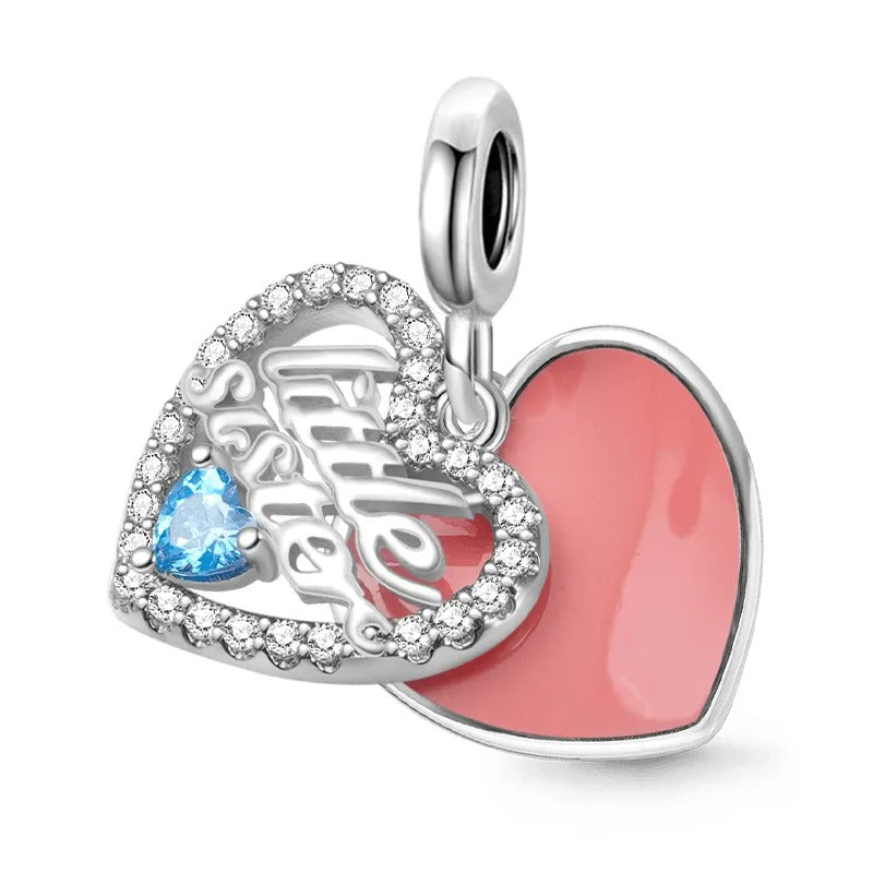 Little Sister Dangle Charm for Bracelet, S925 Sterling Silver