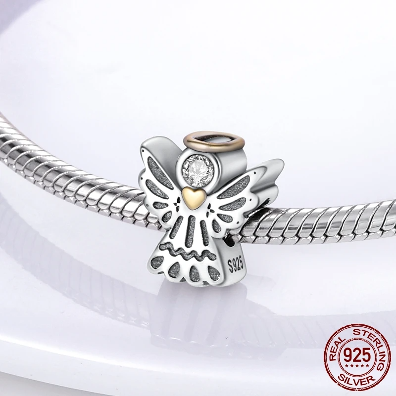 Lucky Guardian Angel Charm for Bracelet, S925 Sterling Silver