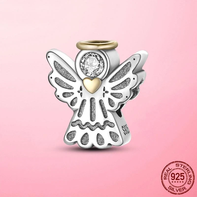 Lucky Guardian Angel Charm for Bracelet, S925 Sterling Silver