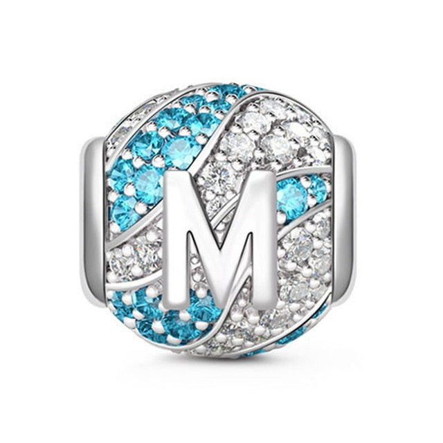 Alphabets Letter M Charm for Bracelet, S925 Sterling Silver