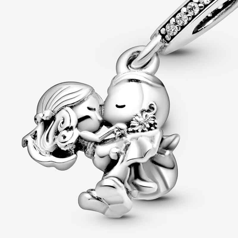 Married Couple Charm for Bracelet, S925 Sterling Silver