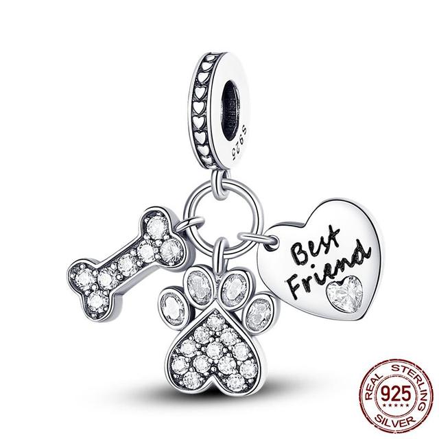 My Dog Best Friend Charm for Bracelet, S925 Sterling Silver