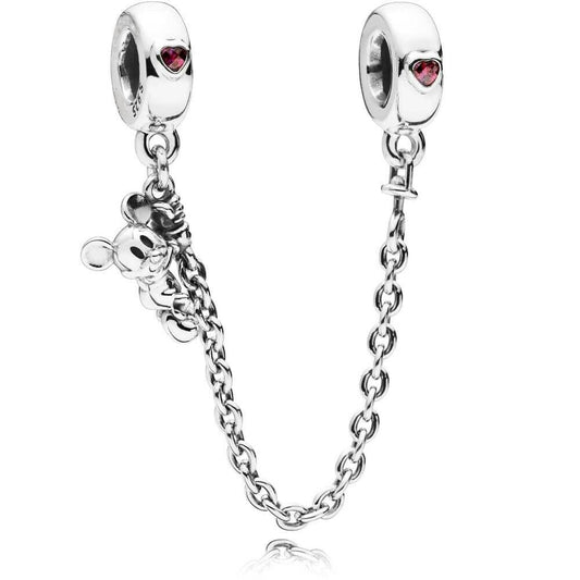 Disney Climbing Mickey Safety Chain Charm for Bracelet, S925 Sterling Silver