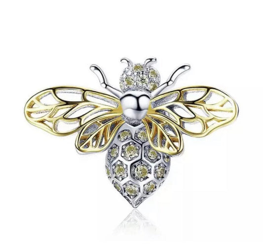 Queen Bee Charm for Bracelet, S925 Sterling Silver