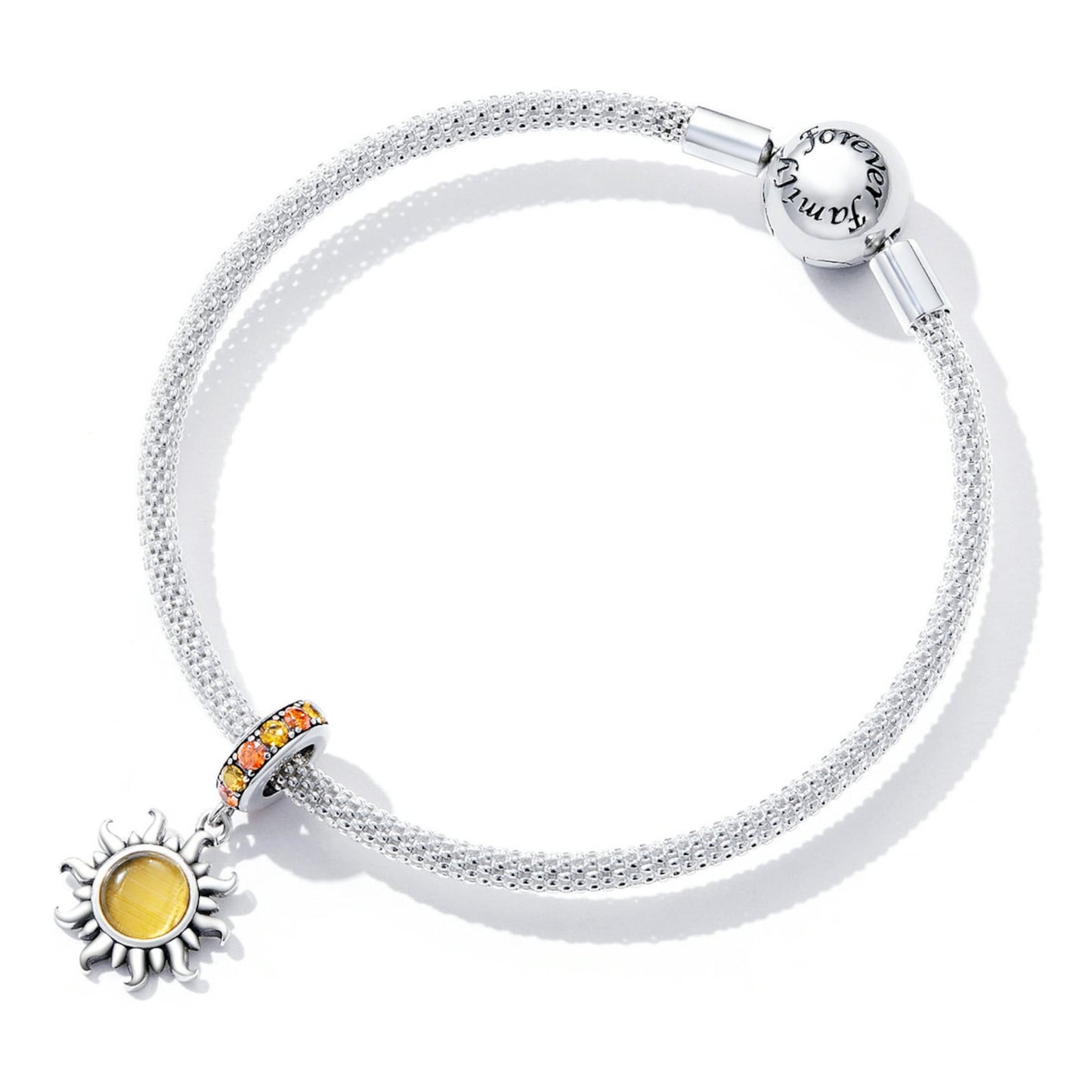 Rising Sun Charm for Bracelet, S925 Sterling Silver