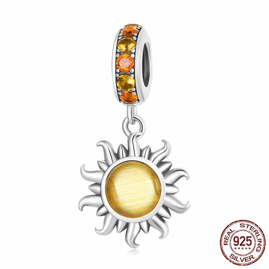 Rising Sun Charm for Bracelet, S925 Sterling Silver