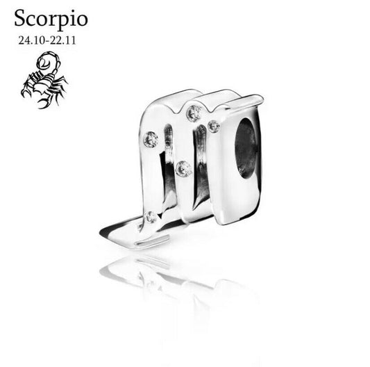 Scorpio Zodiac Star Sign Constellation Charm For Bracelet, S925 Sterling Silver