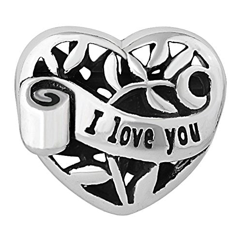 Sister I Love You Charm for Bracelet, S925 Sterling Silver