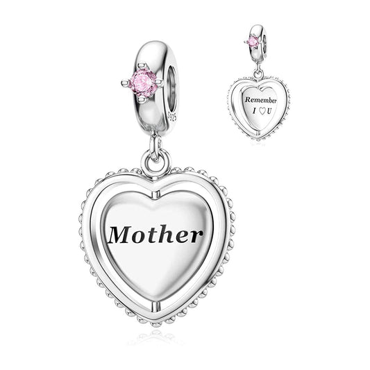 Spinning Mother Dangle Charm for Bracelet, S925 Sterling Silver